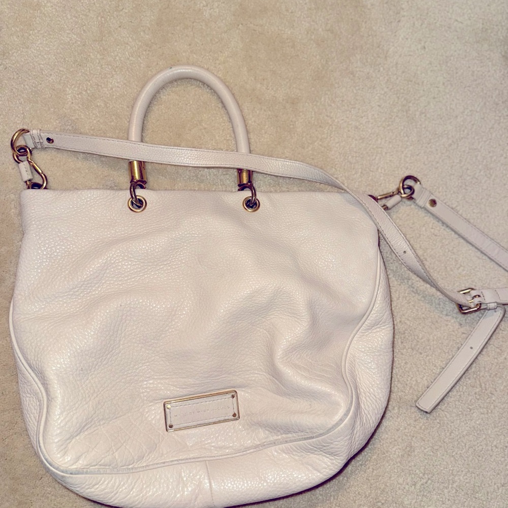 Marc Jacobs White Leather Tote Bag with long strap